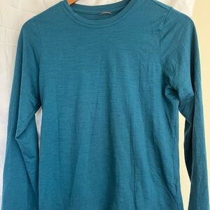 100% Merino Wool Teal Long Sleeve Women's Top Seadon Women’s size S Hiking